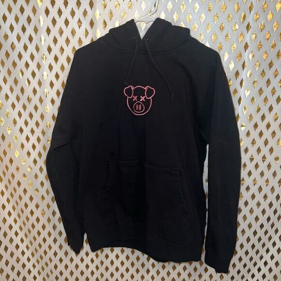 Shane Dawson x Jeffree star logo pink pig black hoodie size M - Picture 1 of 5